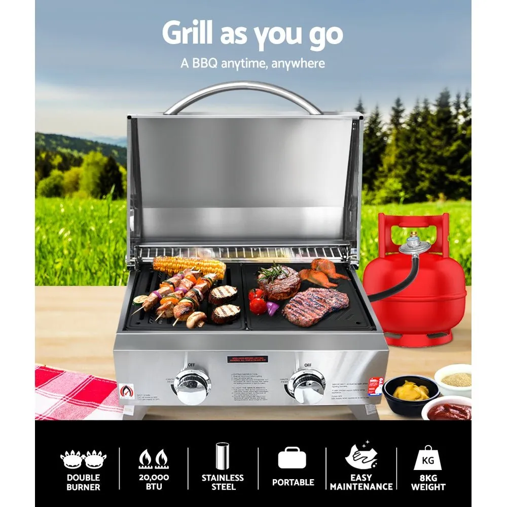 2 Burner Portable Gas BBQ Stove