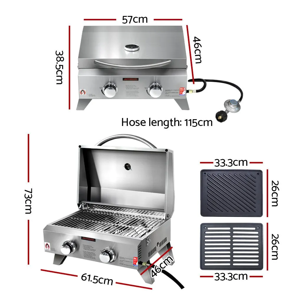 2 Burner Portable Gas BBQ Stove