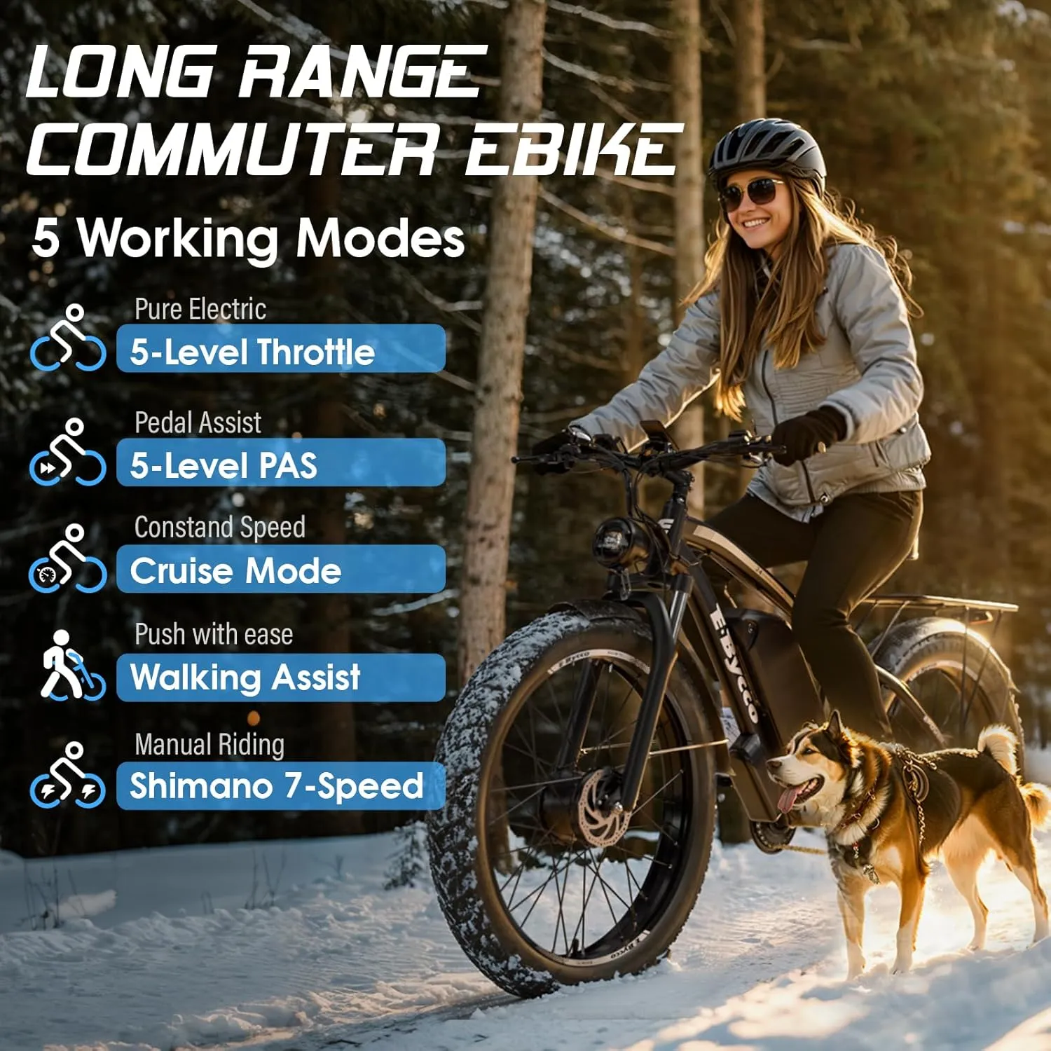 24Inch 5000W Peak Dual Motor Electric Bike for Adults, 52V 32Ah Battery, 40-45MPH&100Miles Long Range AWD E-Bicycles, 7-Speed Fat Tire Mountain E-Bikes, Hydraulic Disc Brake, Men Women Commuter Ebikes