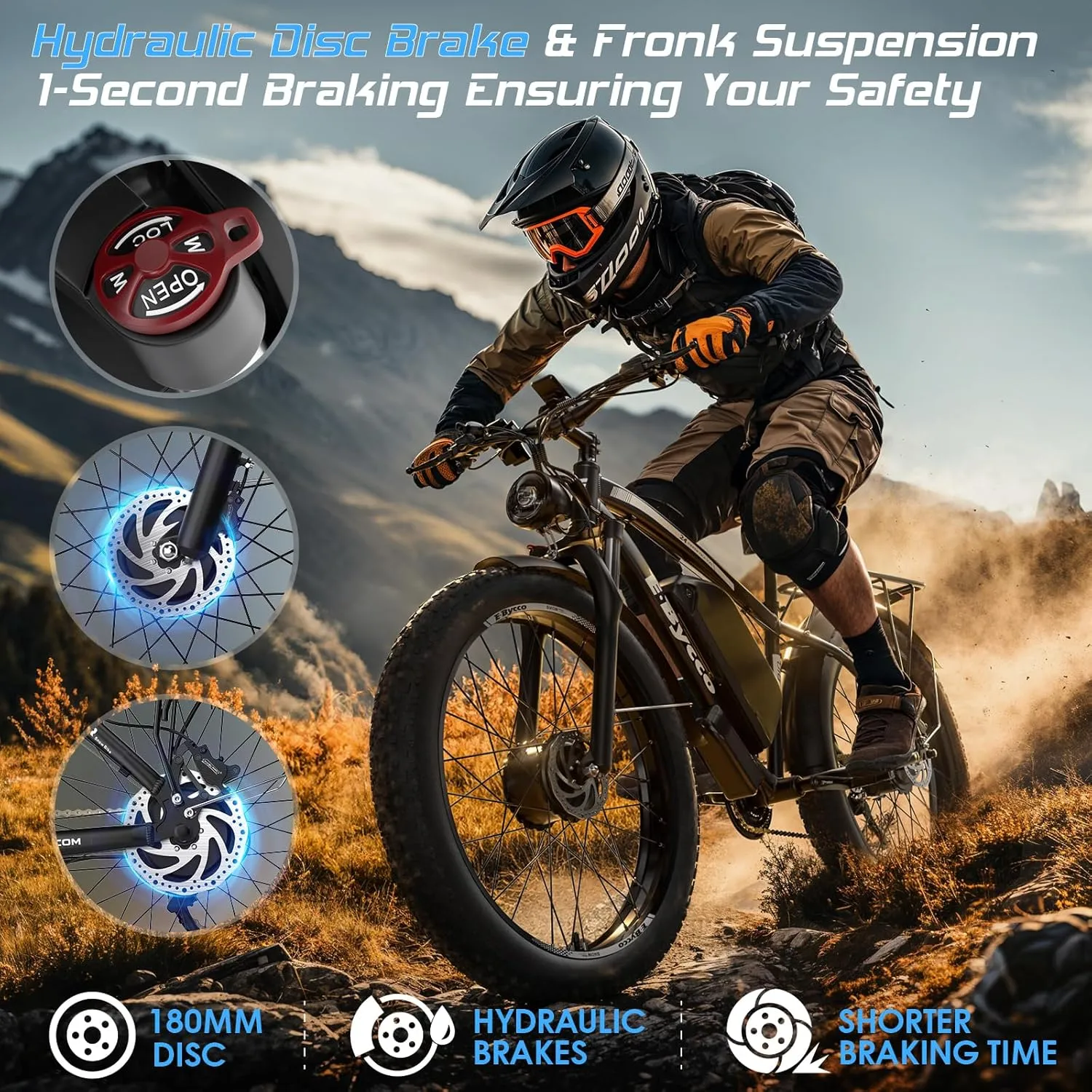 24Inch 5000W Peak Dual Motor Electric Bike for Adults, 52V 32Ah Battery, 40-45MPH&100Miles Long Range AWD E-Bicycles, 7-Speed Fat Tire Mountain E-Bikes, Hydraulic Disc Brake, Men Women Commuter Ebikes