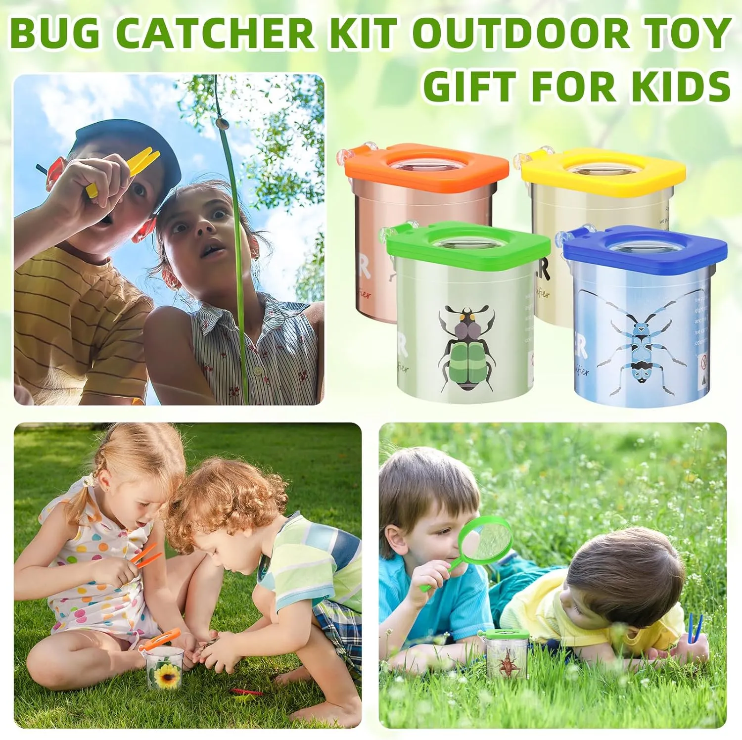 48 Pcs Insect Bug Viewer for Kids Magnifying Insect Box Bug Catcher Magnifier Container Critter Collection Kit Insect Cage Jar for Children Science Nature Exploration Tool