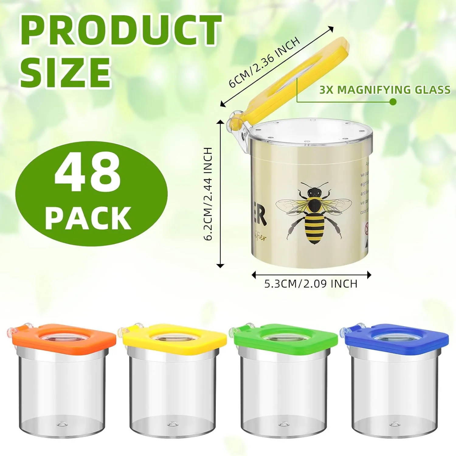 48 Pcs Insect Bug Viewer for Kids Magnifying Insect Box Bug Catcher Magnifier Container Critter Collection Kit Insect Cage Jar for Children Science Nature Exploration Tool