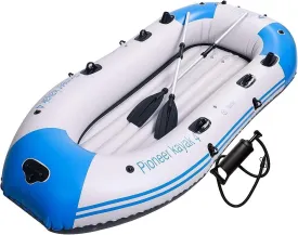 Adult Inflatable Boat, 3-4 Person Rubber Dinghy, Inflatable Bamboo Raft Fishing Boat Set with Paddle and High Output Air Pump(Size:280 * 150 * 40cm)