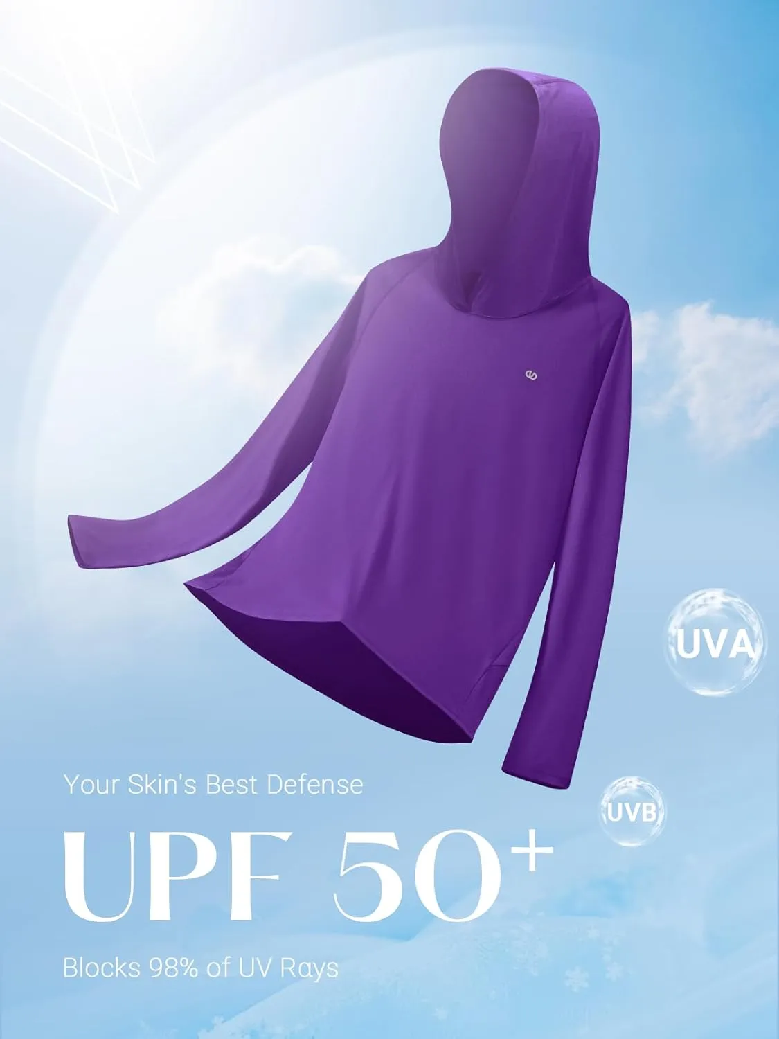 ALLZERO Women's Sun Protection Hoodie UPF 50  Long Sleeve with Back Breathable Mesh for Outdoor Fishing Hiking