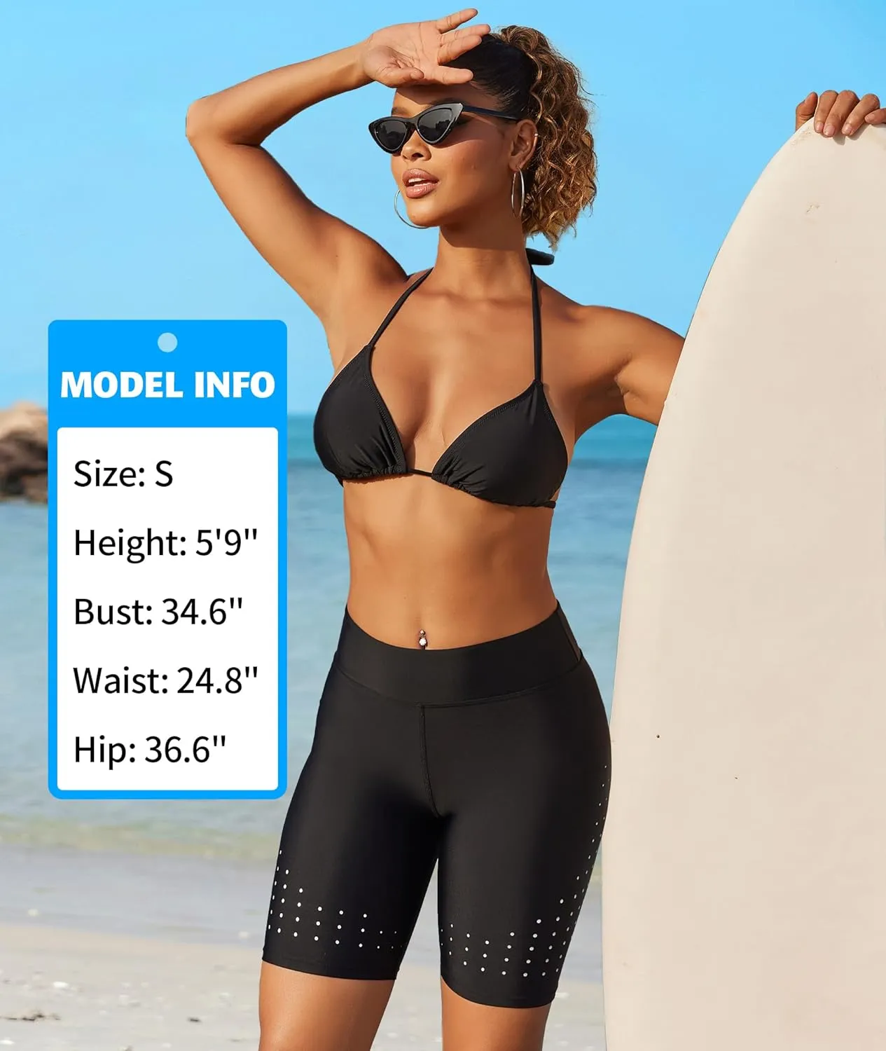 ATTRACO Women's High Waisted Swim Shorts with Pockets Plus Size Bathing Suit Bottoms Long Board Shorts