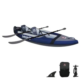 Avalanche 2-Person Voyager Inflatable Blue Kayak With Paddle, Seat, Carry Bag