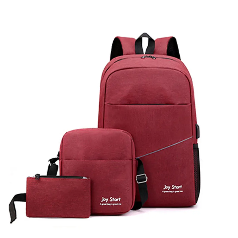 Backpack Computer Bag Business Casual Notes Three-Piece Storage Bag  Student Schoolbag