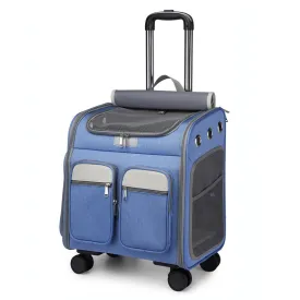 Backpack Large Space Mute Universal Wheel Cat Bag Folding Draw-Bar Pet Bag