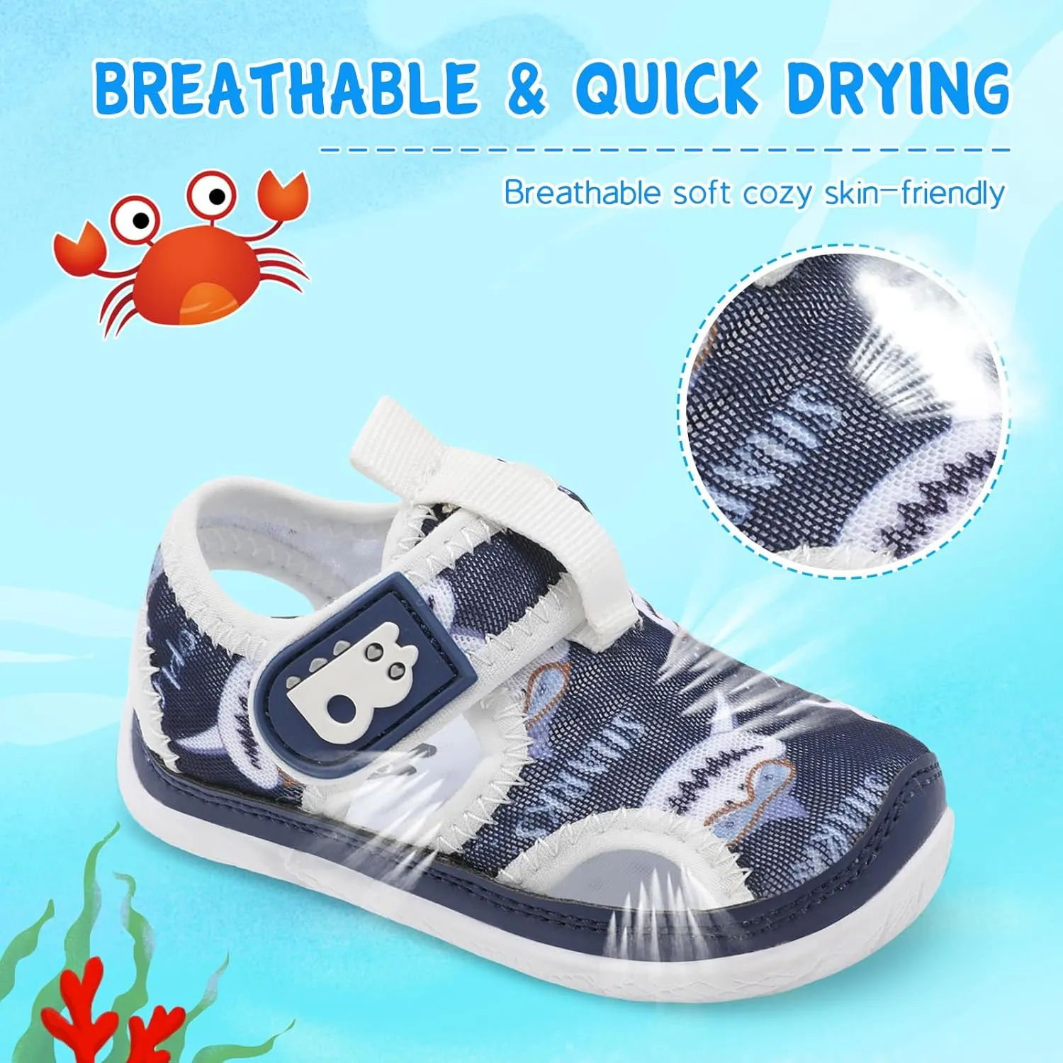 Besroad Toddler Water Shoes Boys Girls Qucik Dry Sport Beach Sandals Non-Slip Barefoot Aqua Socks Swim Shoes