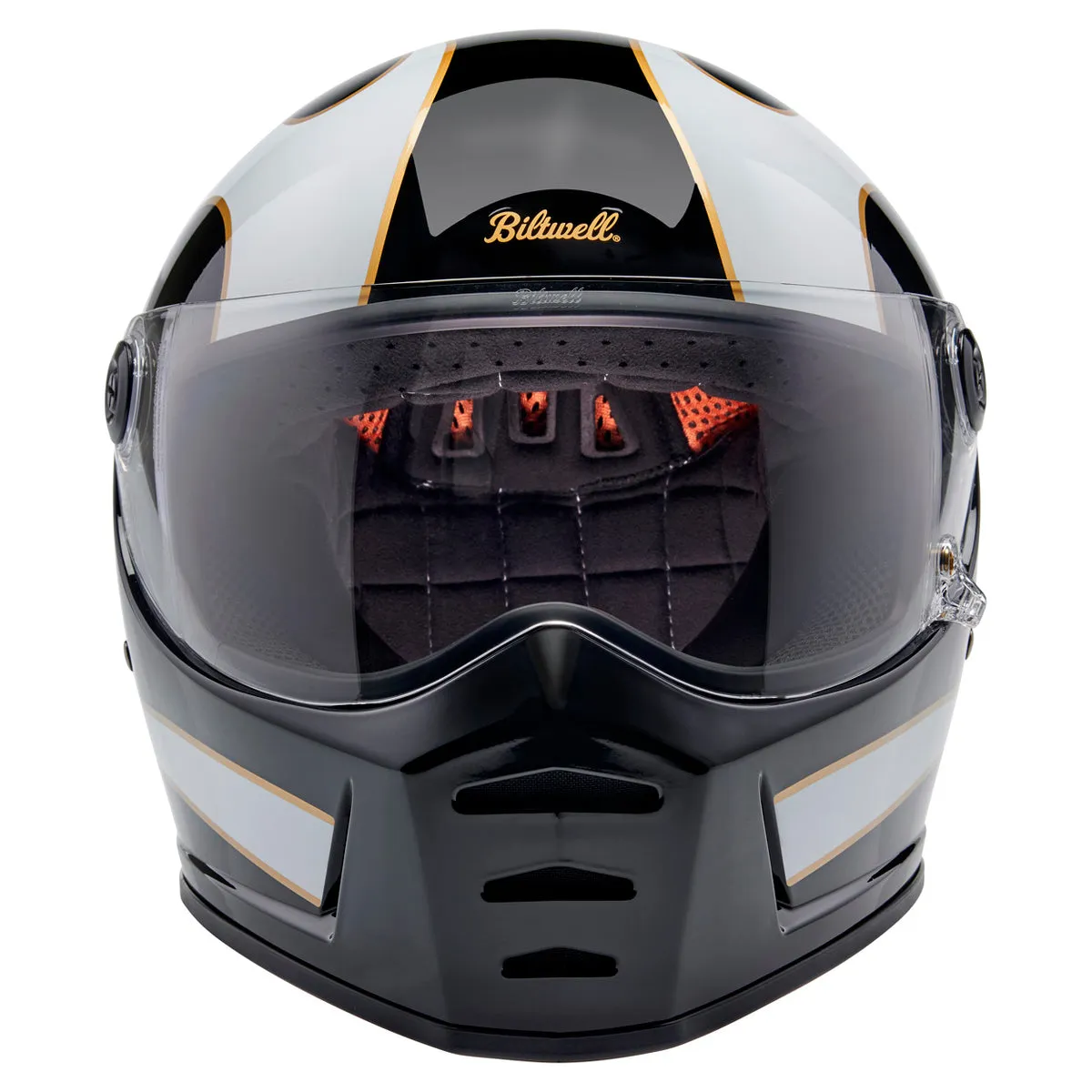 Biltwell Lane Splitter ECE R22.06 Helmet Gloss Black/ Gloss White Flames