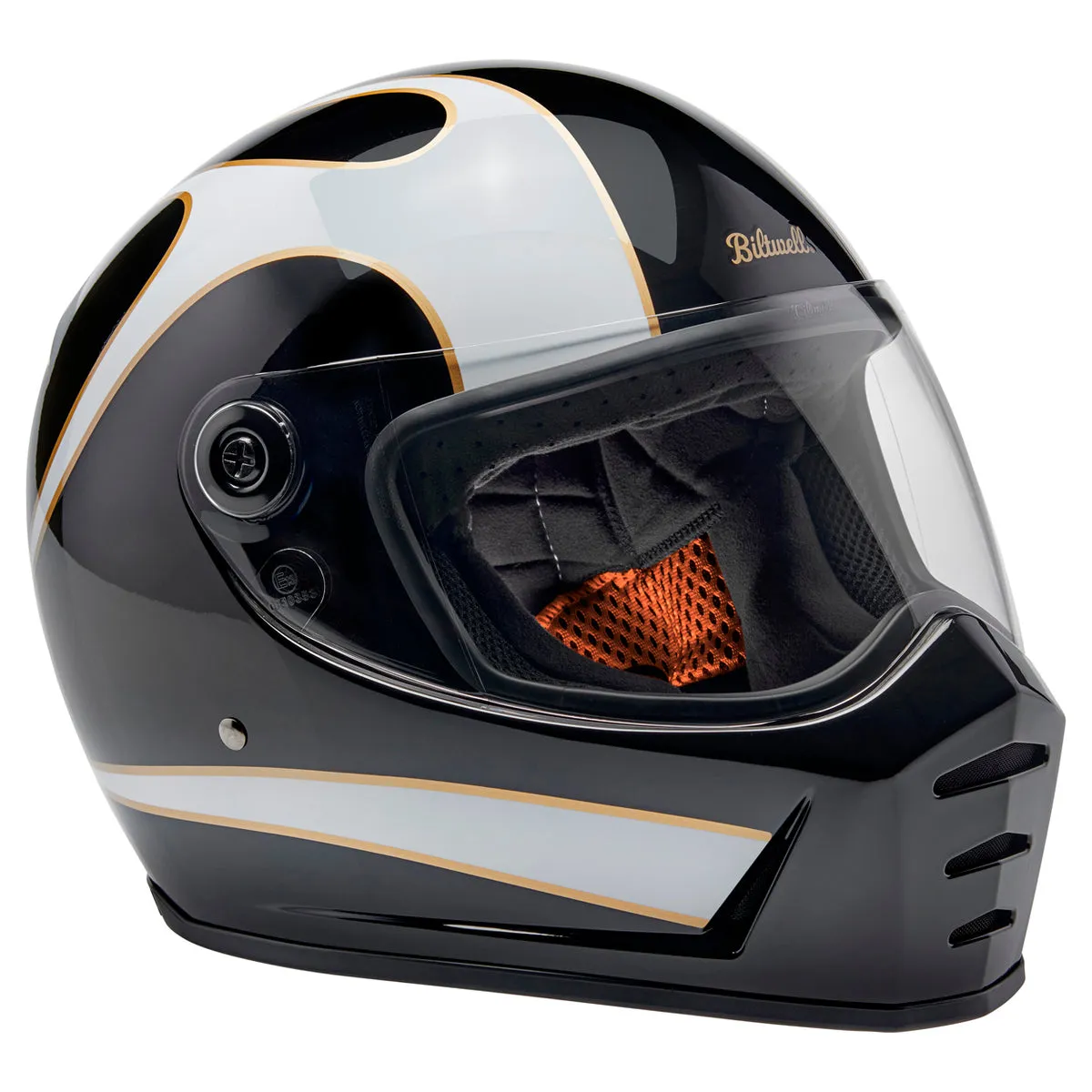 Biltwell Lane Splitter ECE R22.06 Helmet Gloss Black/ Gloss White Flames