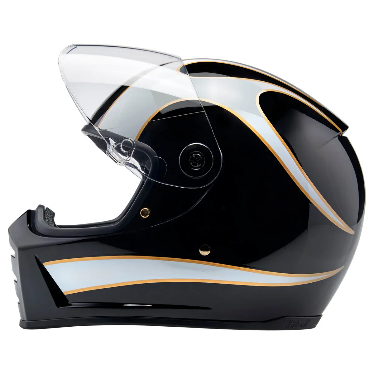 Biltwell Lane Splitter ECE R22.06 Helmet Gloss Black/ Gloss White Flames