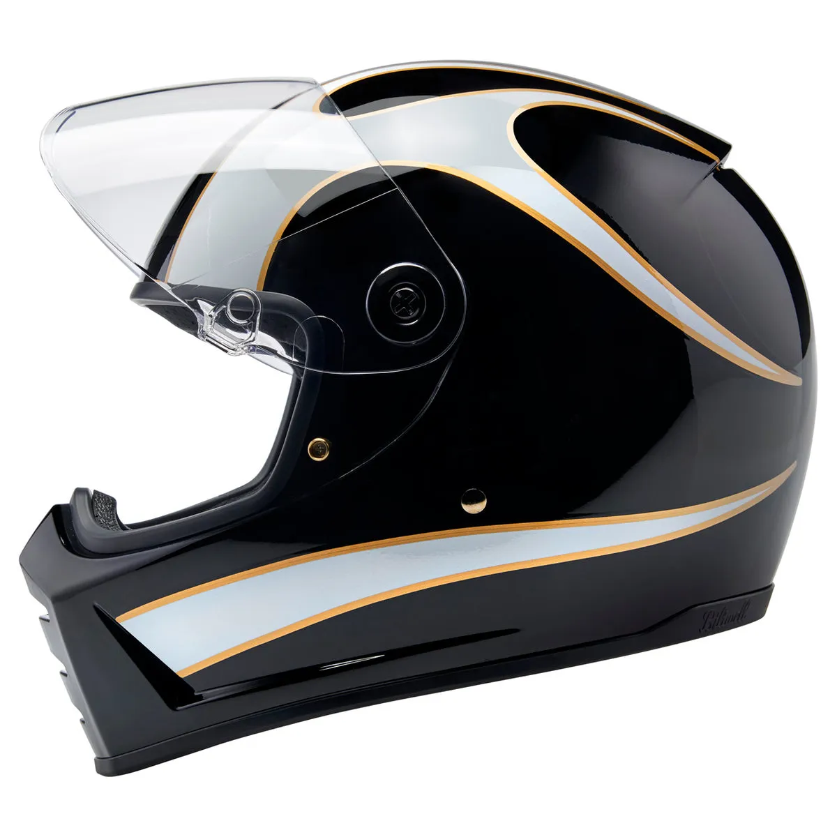 Biltwell Lane Splitter ECE R22.06 Helmet Gloss Black/ Gloss White Flames