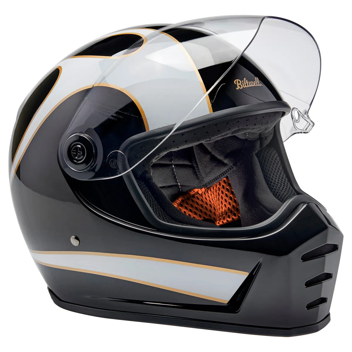 Biltwell Lane Splitter ECE R22.06 Helmet Gloss Black/ Gloss White Flames