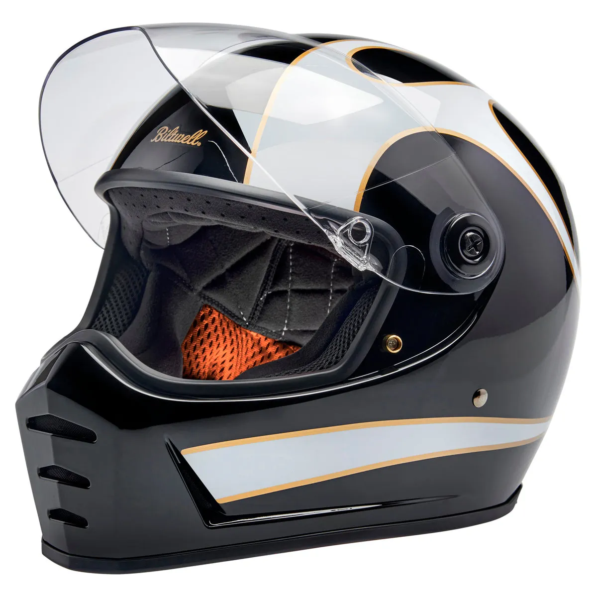 Biltwell Lane Splitter ECE R22.06 Helmet Gloss Black/ Gloss White Flames
