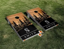 Custom Personalized Name Forest Wood Cornhole Board Vinyl Wrap Skins Laminated Sticker Set Decal Wedding Gifts