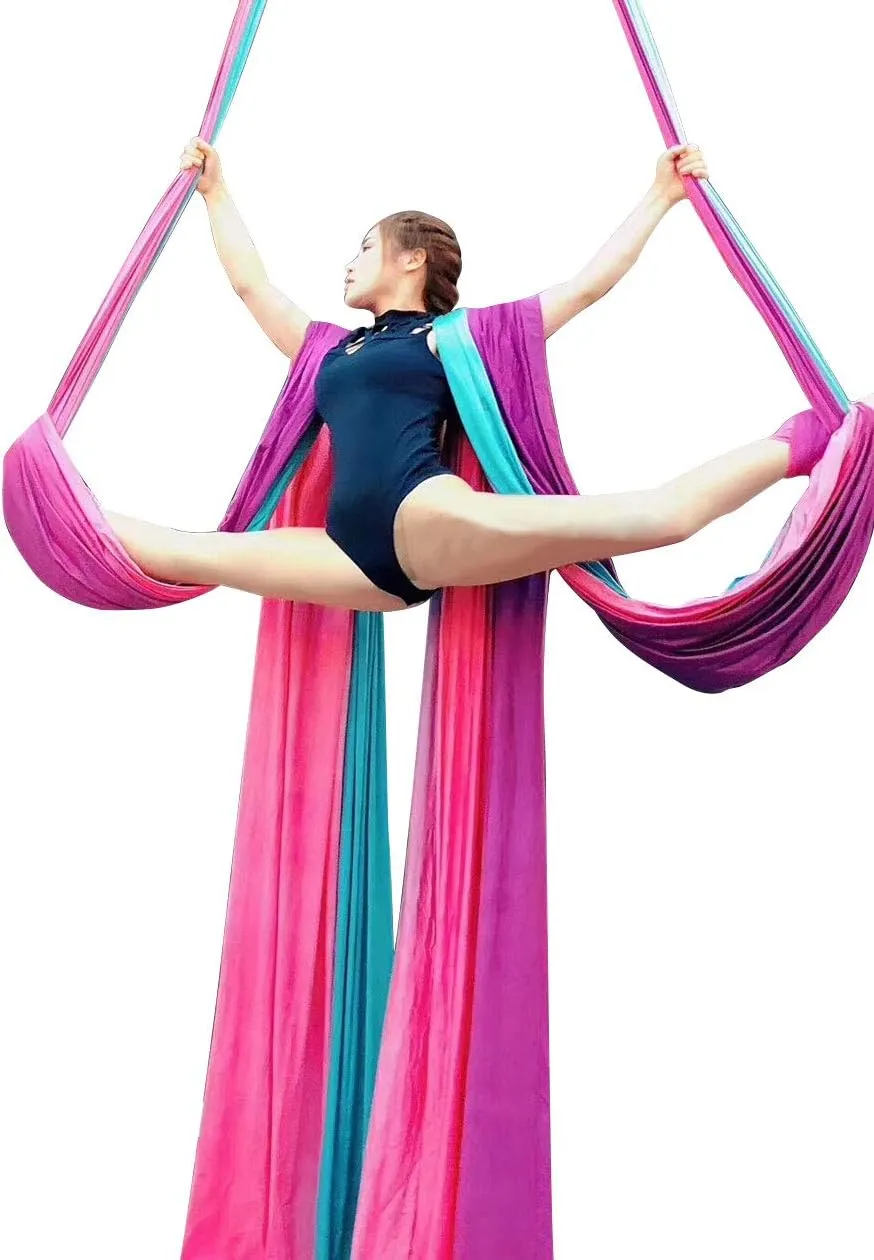 DASKING Aerial Silks Kit for Beginners & Pros - 10Yd Durable Fabric, Pro Safety Hardware & Easy Setup Guide - Yoga Hammock, Swing, Silk Rigging Kit