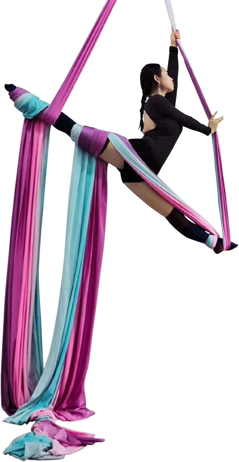 DASKING Aerial Silks Kit for Beginners & Pros - 10Yd Durable Fabric, Pro Safety Hardware & Easy Setup Guide - Yoga Hammock, Swing, Silk Rigging Kit
