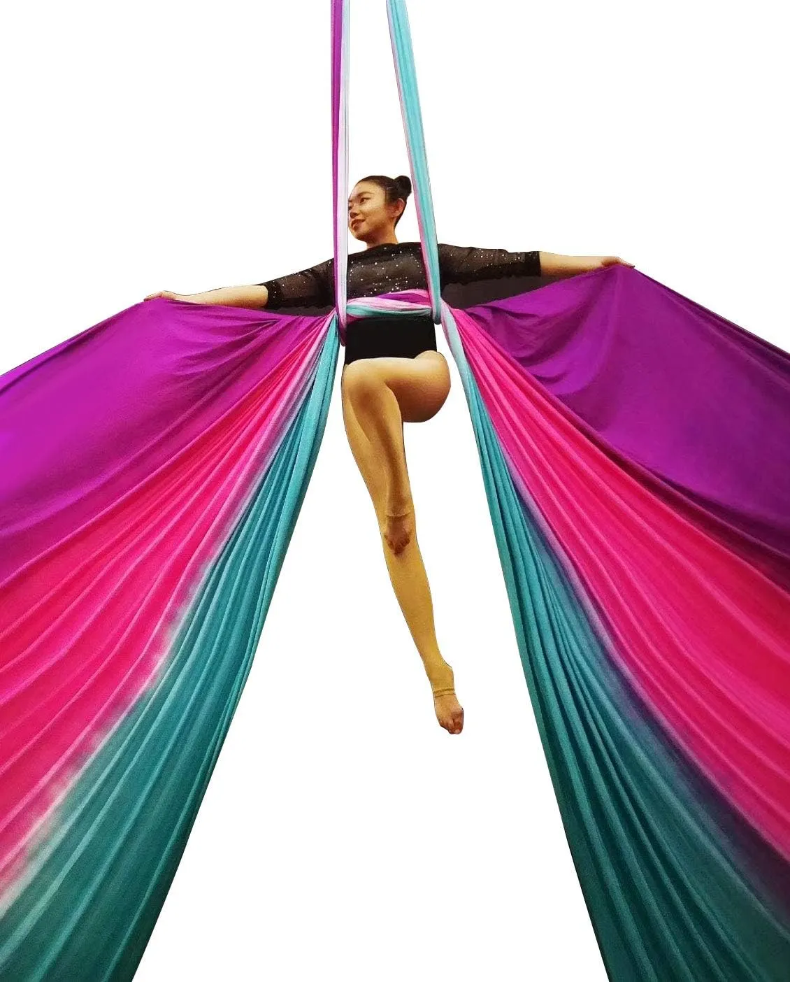 DASKING Aerial Silks Kit for Beginners & Pros - 10Yd Durable Fabric, Pro Safety Hardware & Easy Setup Guide - Yoga Hammock, Swing, Silk Rigging Kit