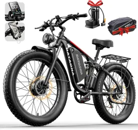 Dual Motor Ebike Peak 3000W 52V 23AH UL Certified Battery Electric Bike for Adults, Up to 80Miles 37MPH Fast E Bike, 26 * 4.0" Fat Tire Hydraulic Disc Brake Electric Mountain Bicycle