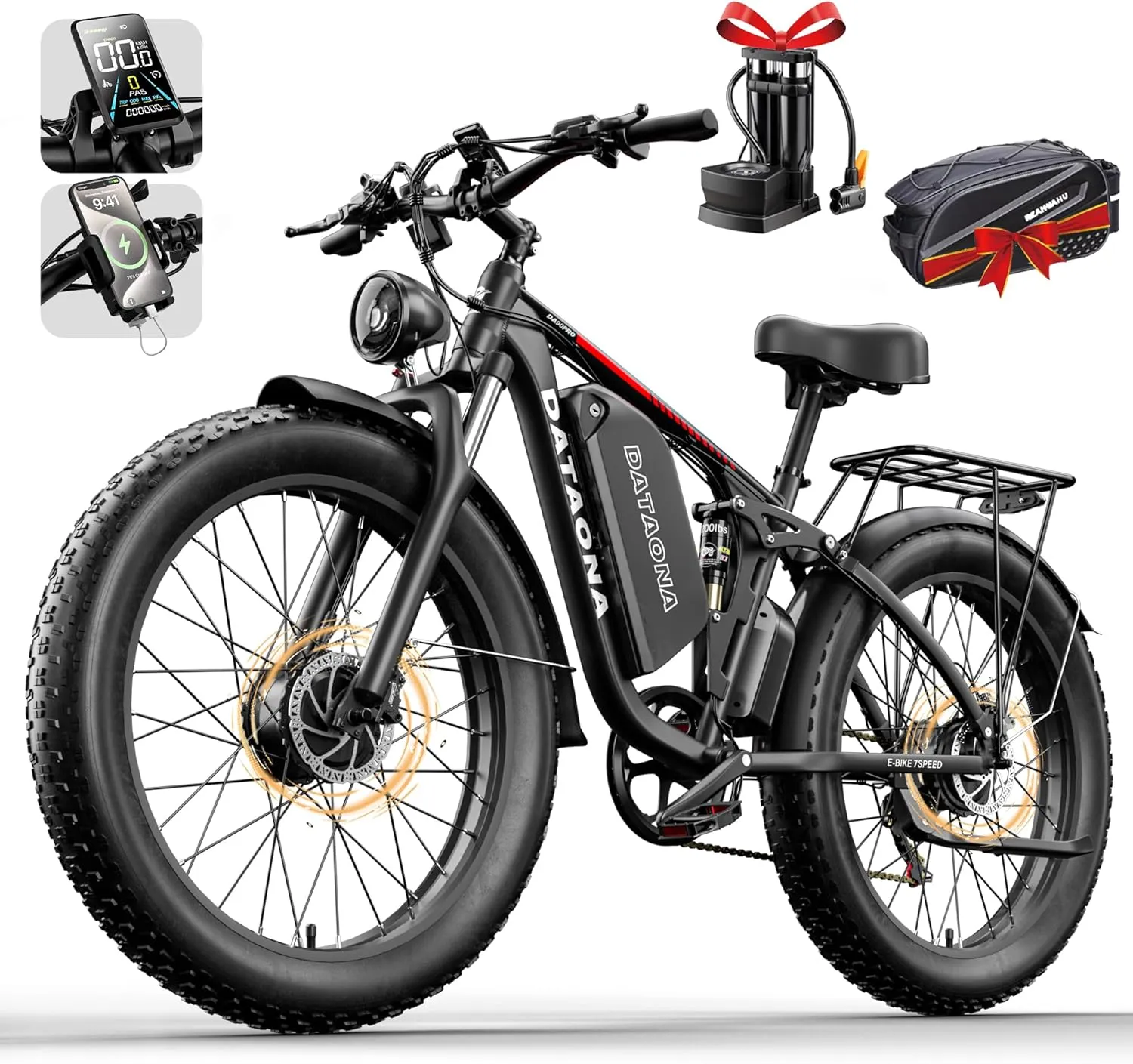 Dual Motor Ebike Peak 3000W 52V 23AH UL Certified Battery Electric Bike for Adults, Up to 80Miles 37MPH Fast E Bike, 26 * 4.0" Fat Tire Hydraulic Disc Brake Electric Mountain Bicycle