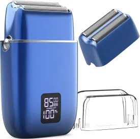 Electric Razor for Men Face, Electric Shavers for Men, Foil Shaver with 3 Adjustable Speeds, Rechargeable Waterproof Close Shave Trimmer with LED Display for Face/Beard/Head Shavers (Blue)