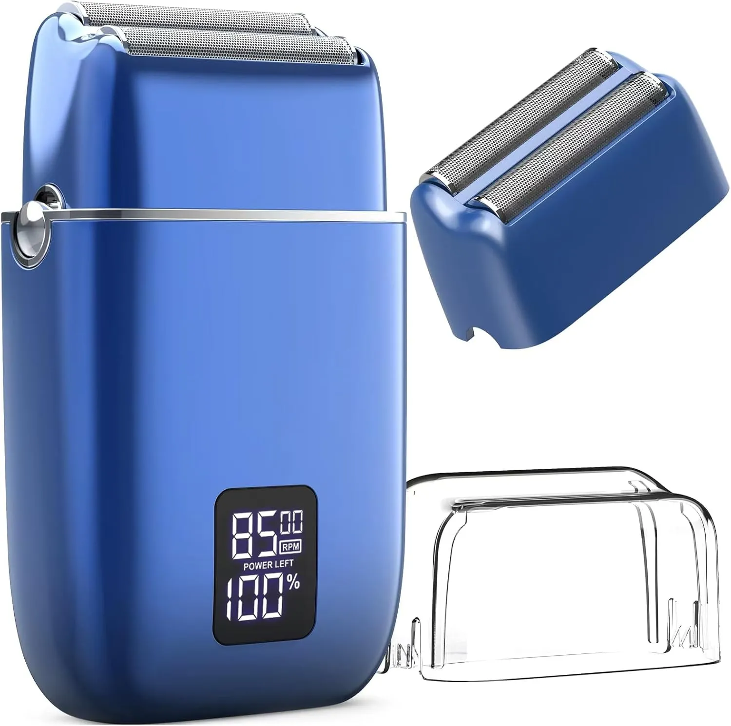 Electric Razor for Men Face, Electric Shavers for Men, Foil Shaver with 3 Adjustable Speeds, Rechargeable Waterproof Close Shave Trimmer with LED Display for Face/Beard/Head Shavers (Blue)