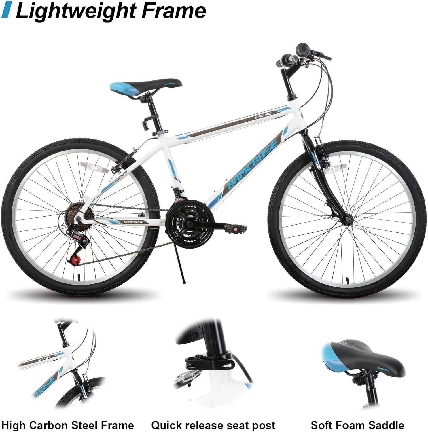 Hiland 24 inch Mountain Bike for Girls and Boys Age 7 , 21 Speeds High-Carbon Steel Bicycle for Kids, Child Bike for Exercise