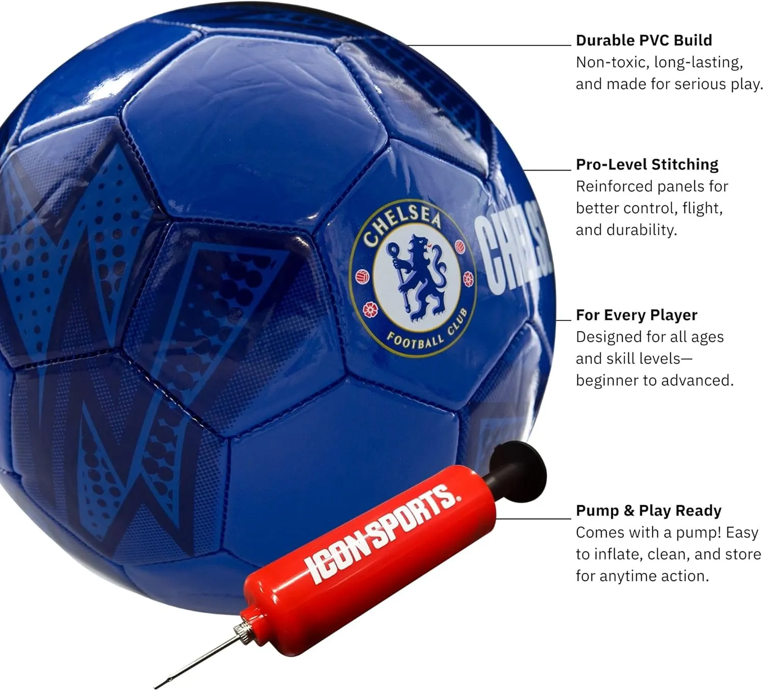 Icon Sports Officially Licensed Chelsea FC Regulation Size 5 Soccer Ball