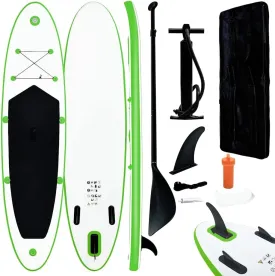 Inflatable Stand Up Paddle Board for Adventure and Fun, Lightweight and Durable, Learning and Recreational Paddling, Green and White