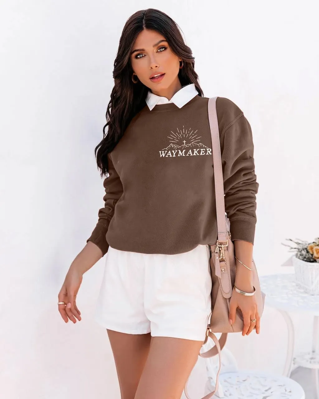 JINTING Christian Sweatshirt for Women Waymaker Miracle Worker Promise Keeper Hoodie Christian Gift Long Sleeve Tee Shirt