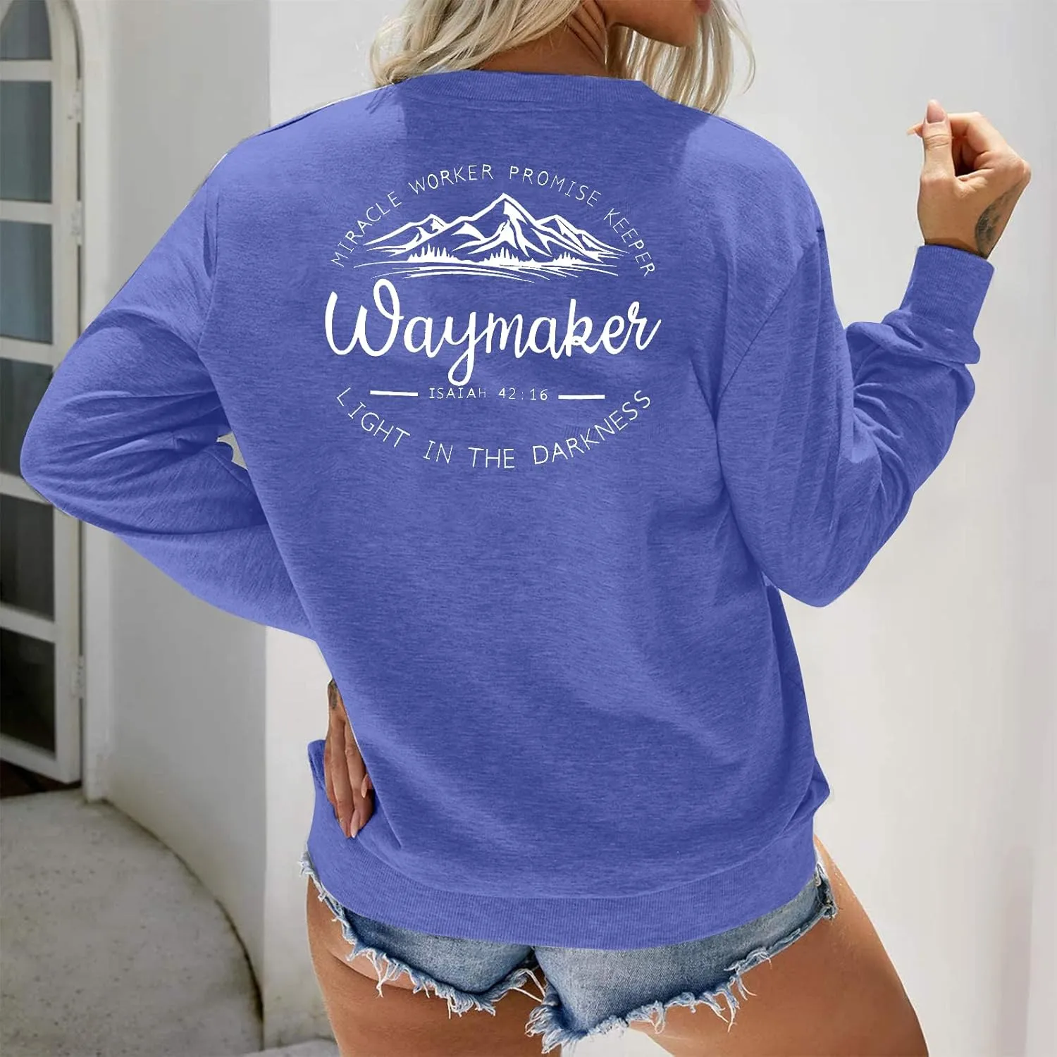 JINTING Christian Sweatshirt for Women Waymaker Miracle Worker Promise Keeper Hoodie Christian Gift Long Sleeve Tee Shirt
