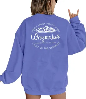 JINTING Christian Sweatshirt for Women Waymaker Miracle Worker Promise Keeper Hoodie Christian Gift Long Sleeve Tee Shirt