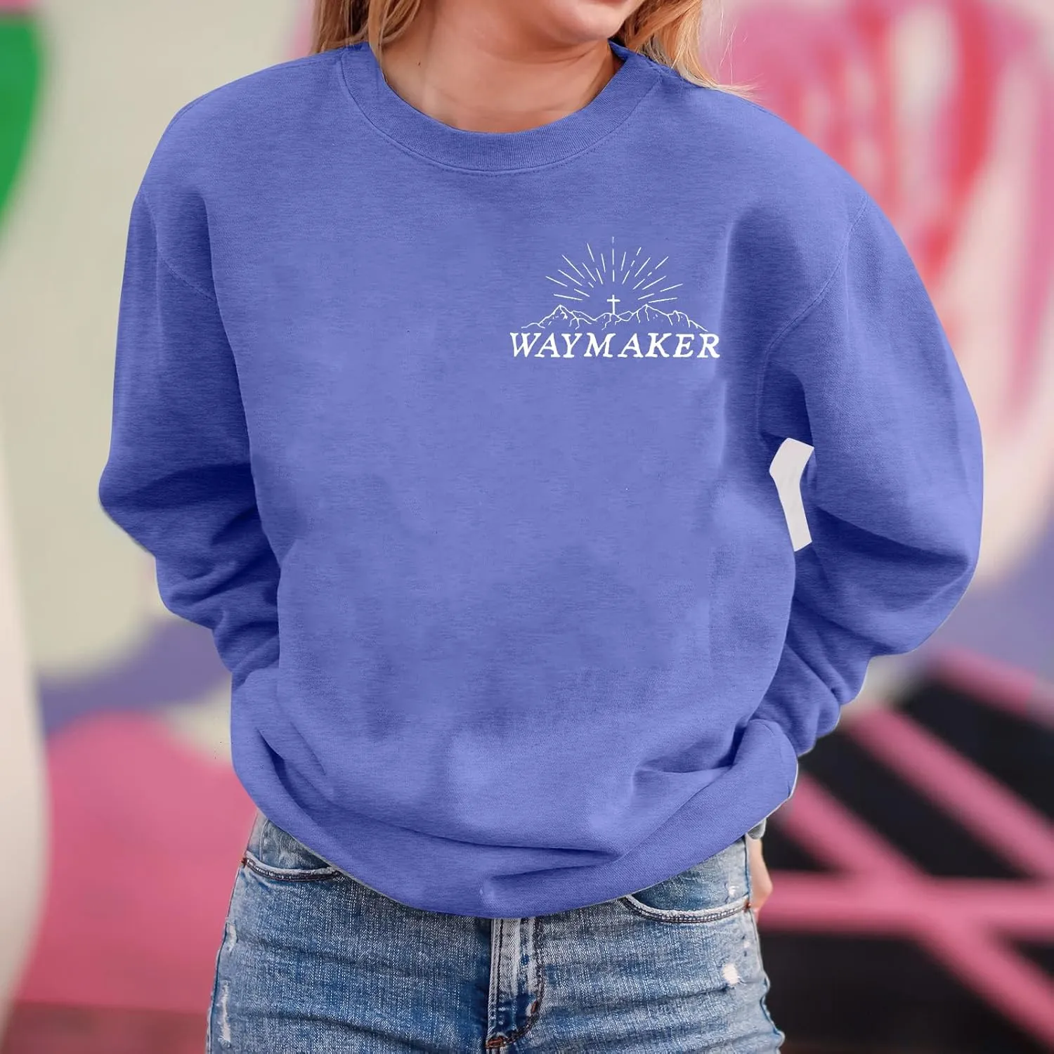 JINTING Christian Sweatshirt for Women Waymaker Miracle Worker Promise Keeper Hoodie Christian Gift Long Sleeve Tee Shirt