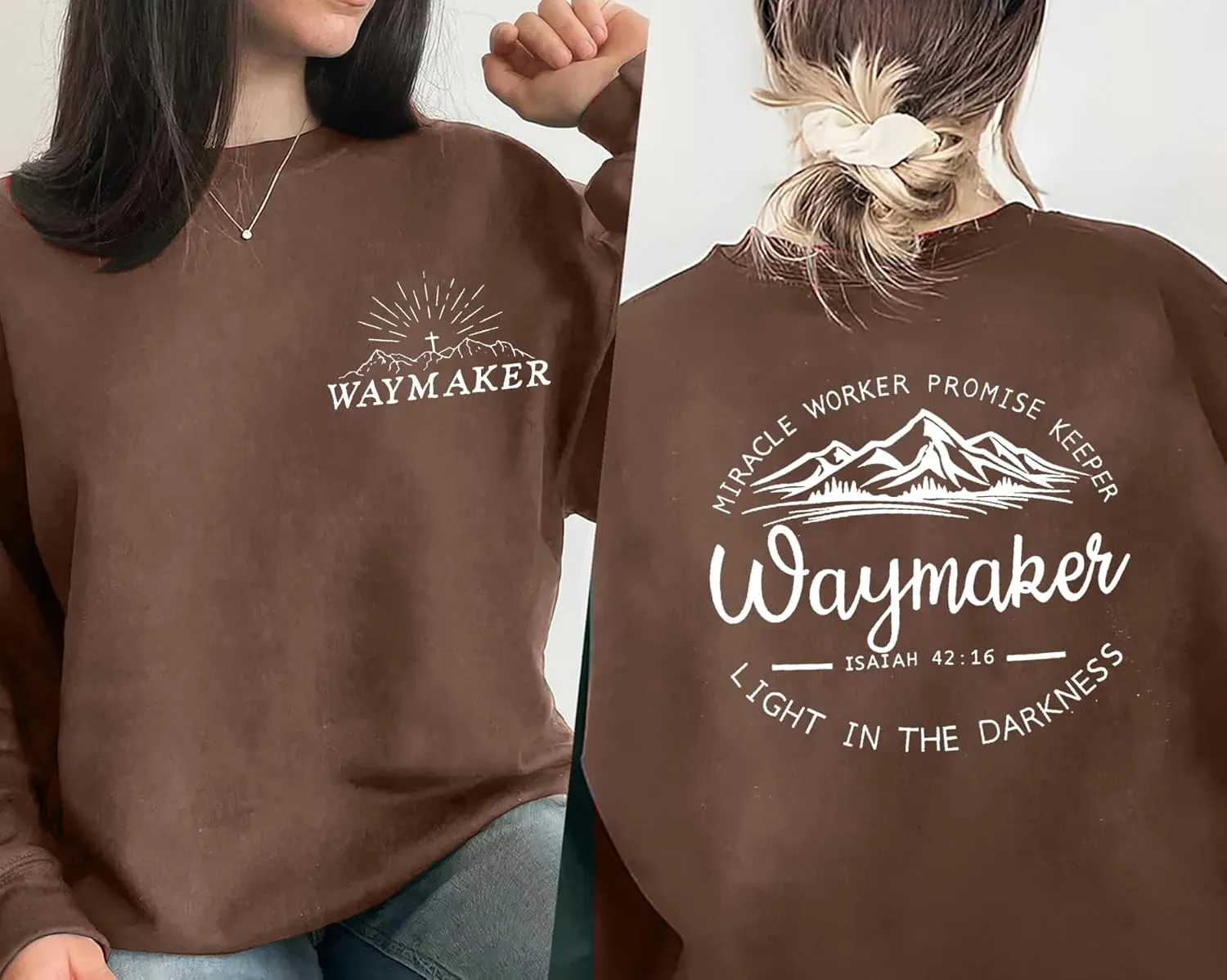 JINTING Christian Sweatshirt for Women Waymaker Miracle Worker Promise Keeper Hoodie Christian Gift Long Sleeve Tee Shirt