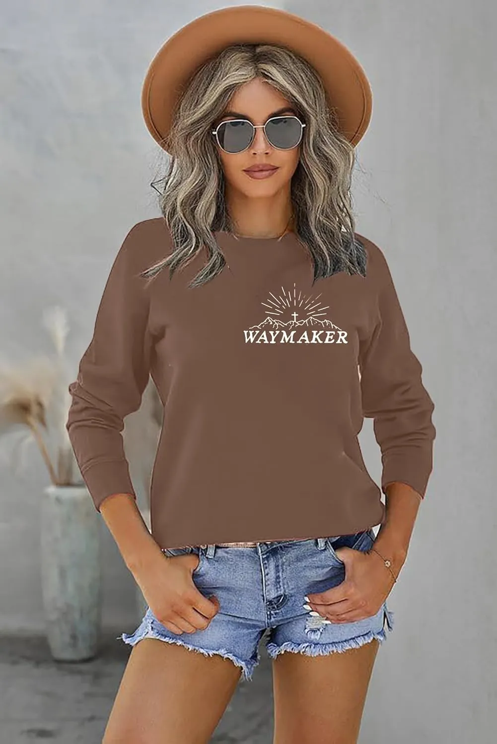 JINTING Christian Sweatshirt for Women Waymaker Miracle Worker Promise Keeper Hoodie Christian Gift Long Sleeve Tee Shirt
