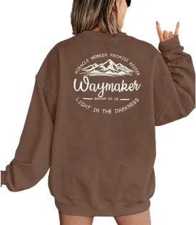 JINTING Christian Sweatshirt for Women Waymaker Miracle Worker Promise Keeper Hoodie Christian Gift Long Sleeve Tee Shirt