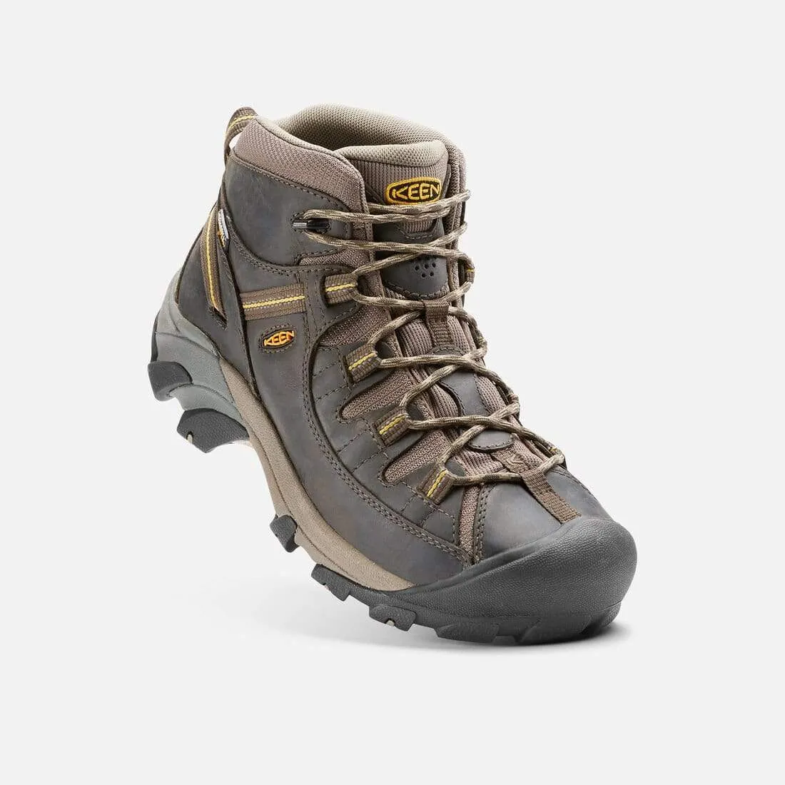 Keen Men's Targhee II Mid Waterproof Hiking Boots- Black Olive/ Yellow