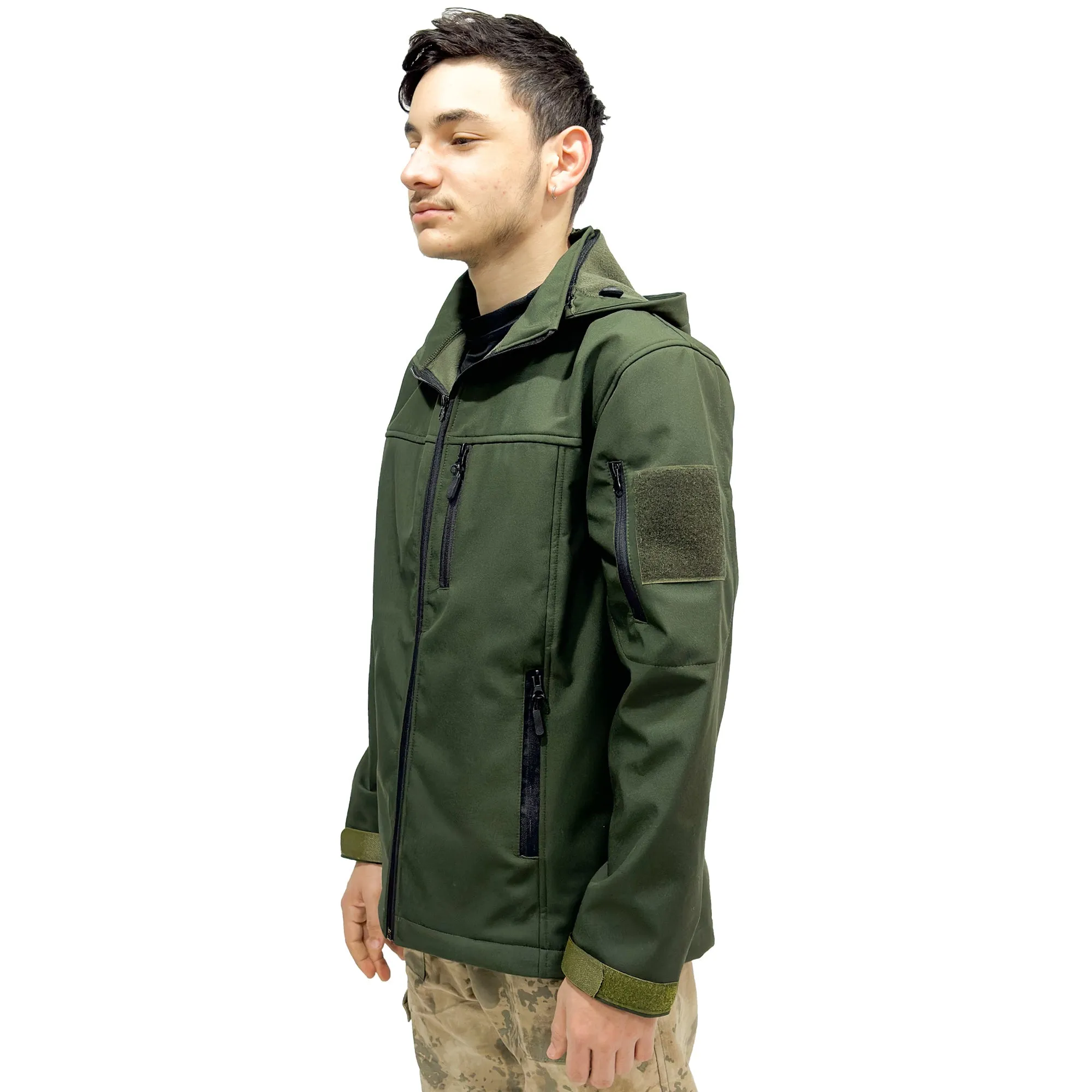 Khaki Wind-Waterproof Softshell Fabric Tactical Coat