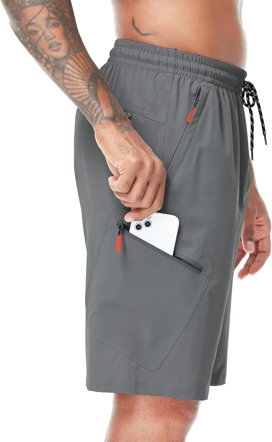 LAZYDAY Men's Hiking Cargo Shorts with Zipper Pockets Elastic Waist Quick Dry for Outdoor,Travel,Summer