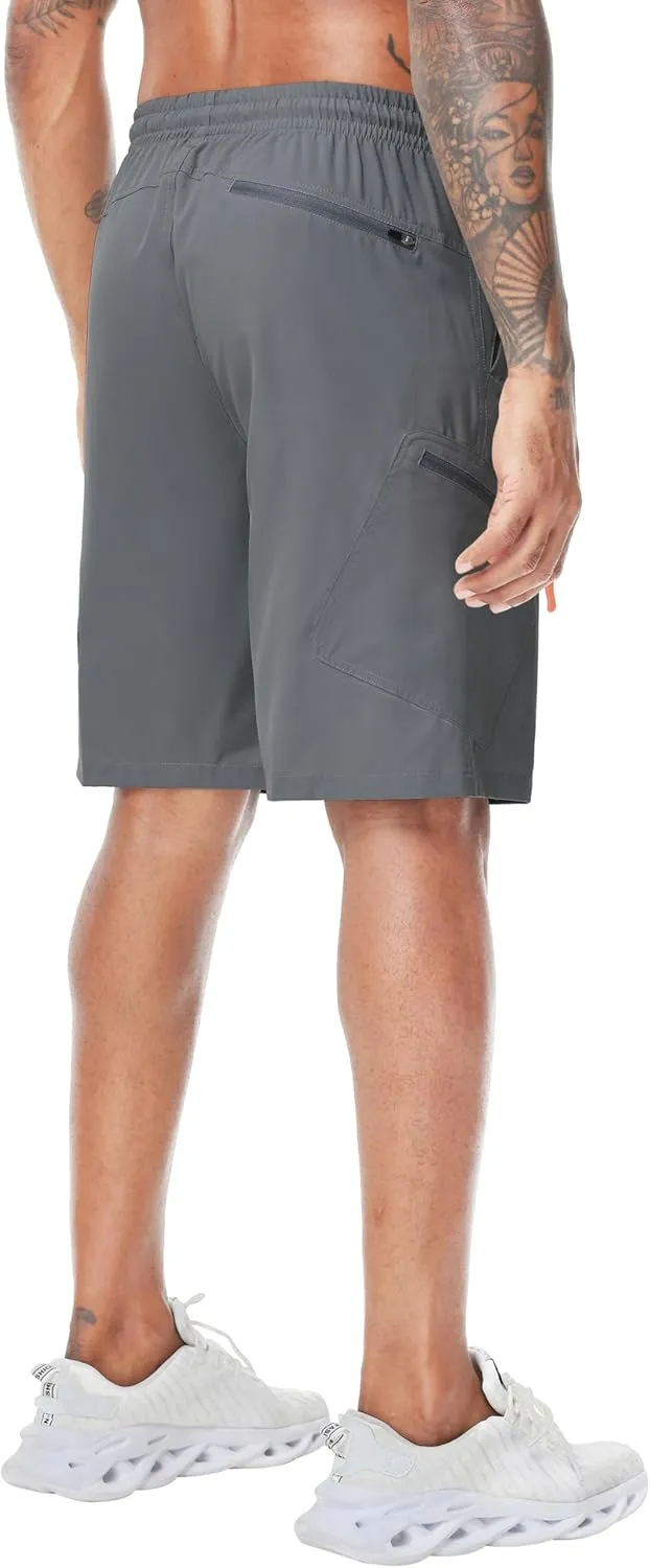 LAZYDAY Men's Hiking Cargo Shorts with Zipper Pockets Elastic Waist Quick Dry for Outdoor,Travel,Summer