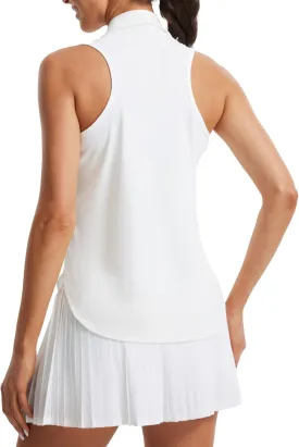 Libin Women's Sleeveless Golf Shirts Racerback Zip Up Tennis Polo Shirts Quick Dry Athletic Tank Tops with Collar