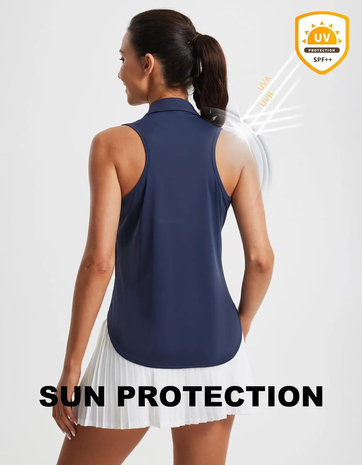 Libin Women's Sleeveless Golf Shirts Racerback Zip Up Tennis Polo Shirts Quick Dry Athletic Tank Tops with Collar