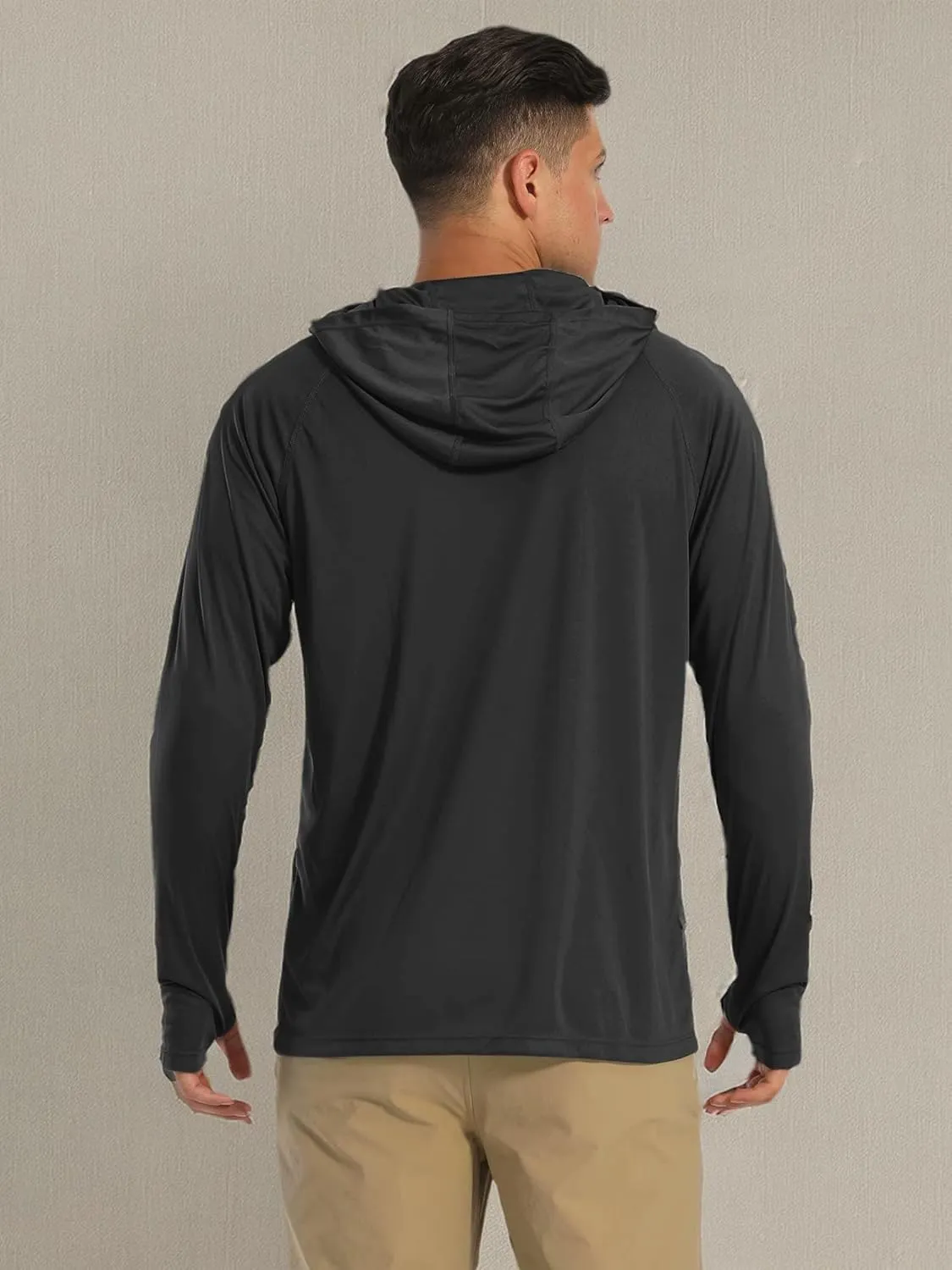MAGCOMSEN Men's Hooded UPF 50  Sun Protection T Shirts Long Sleeve Athletic Fishing Shirts Rash Guards