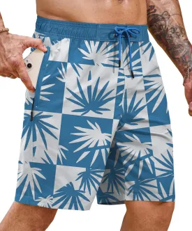 Mens Swim Trunk 9" Inseam Quick Dry Board Short Hawaiian Beach Shorts with Zipper Pockets (S-XXL)
