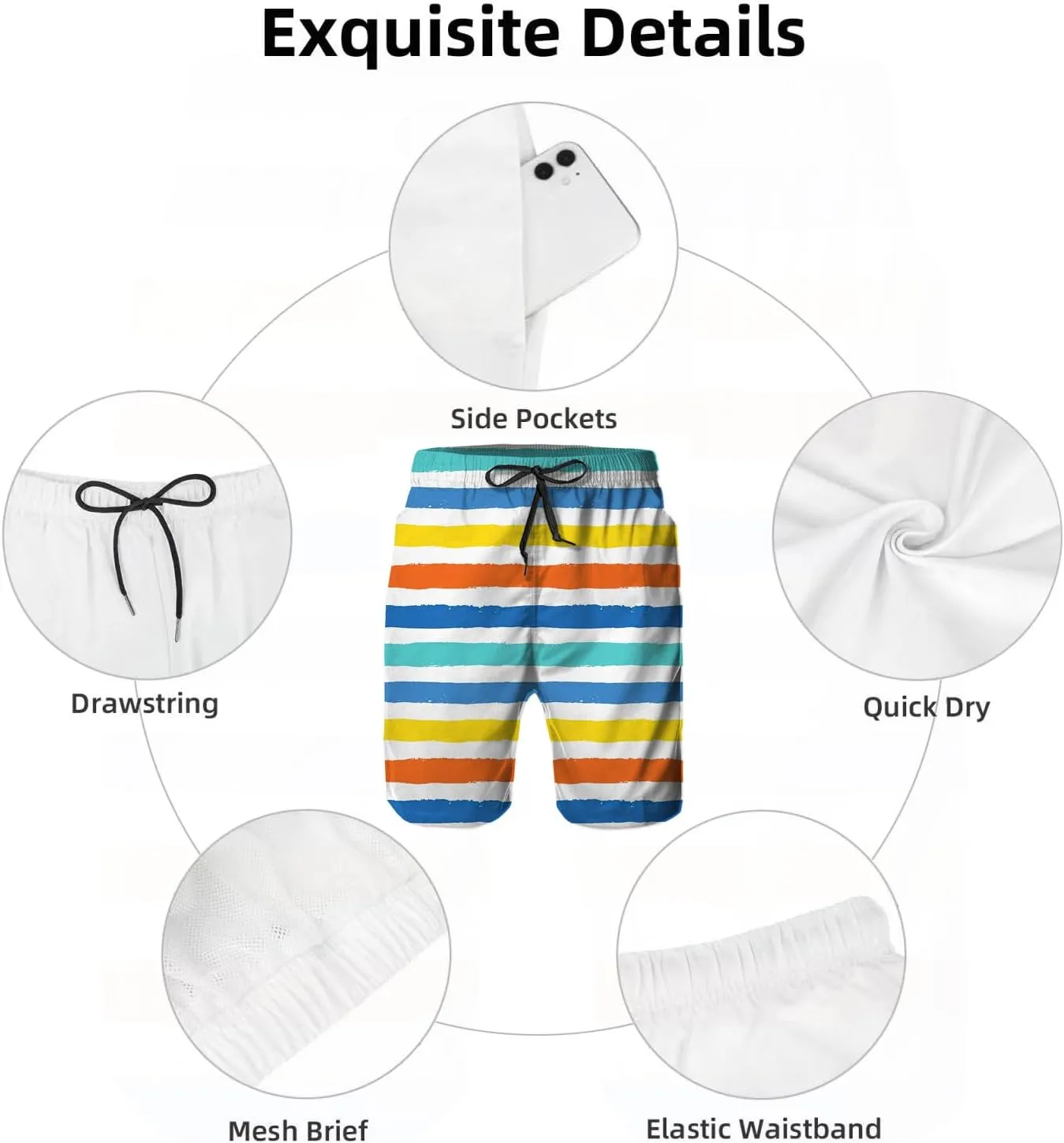 Mens Swim Trunks,Quick Dry Bathing Suits Summer Board Beach Shorts with Mesh Lining