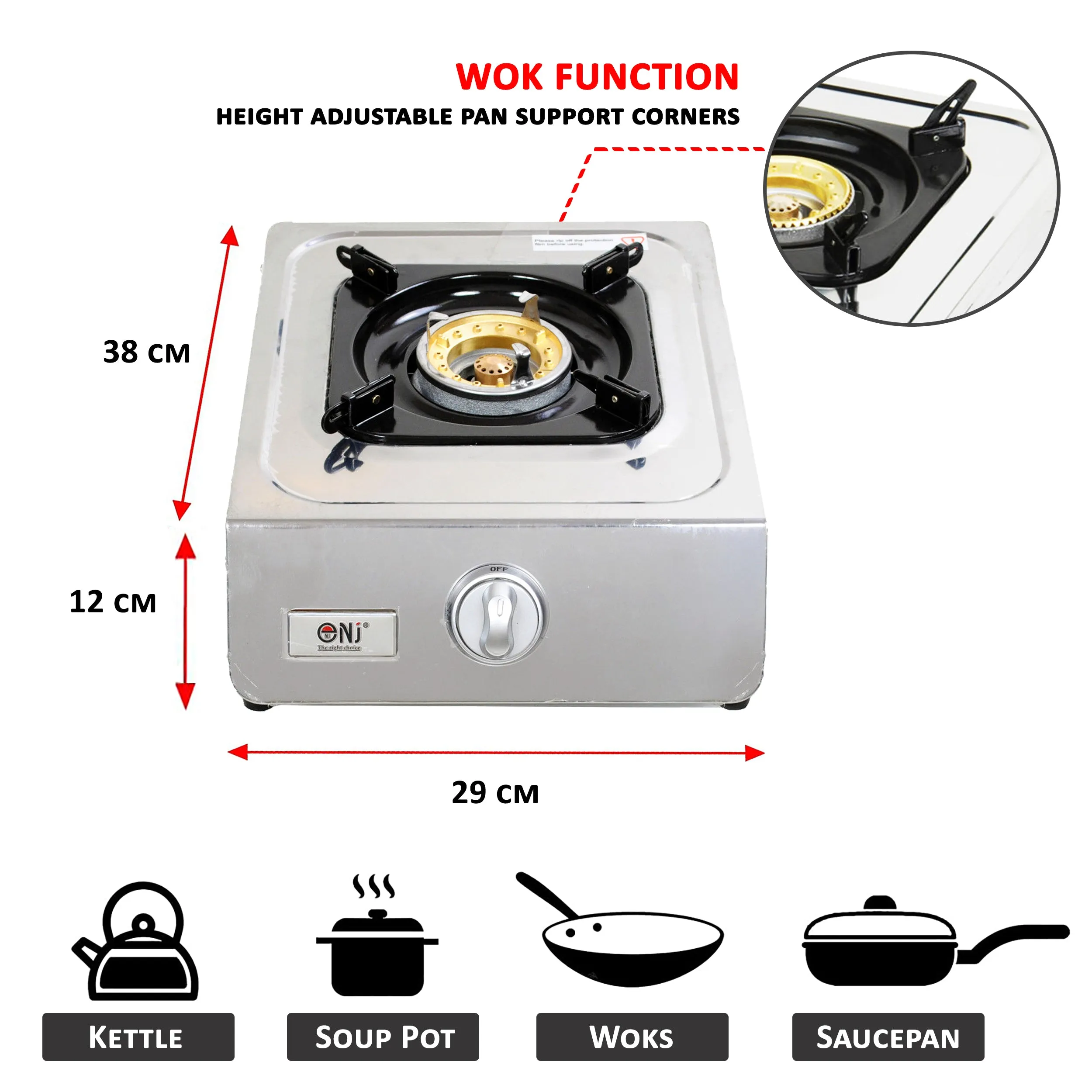 NJ NGB-100 Portable Camping Gas Stove 1 burner Stainless Steel Cooker