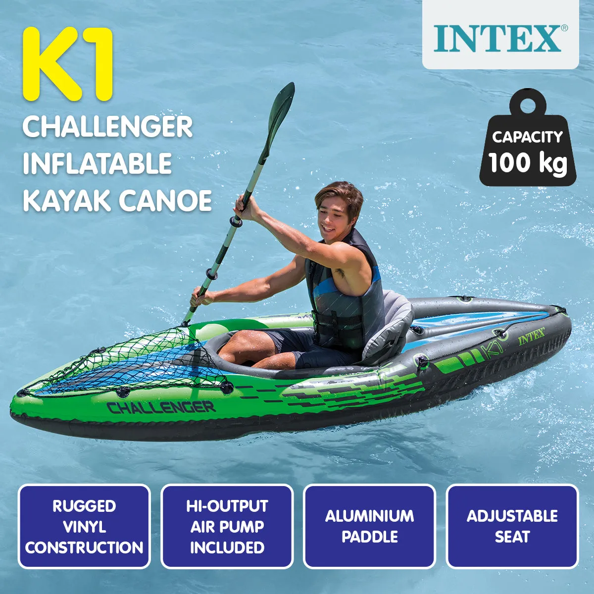 NNEDPE Intex Challenger K1 Inflatable Kayak 68305NP