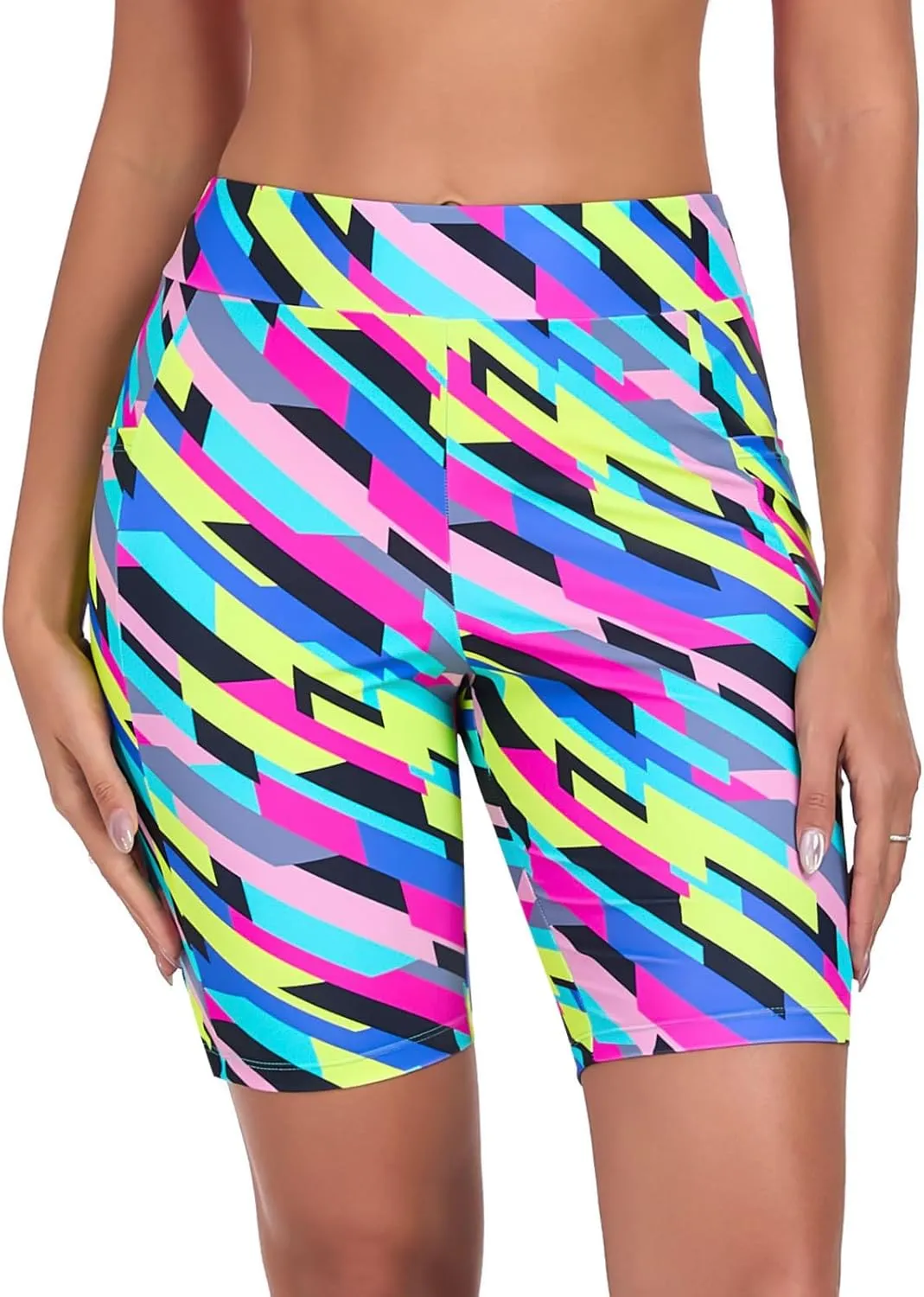 Ocean Blues Women's 8" High Waisted Swim Shorts with Pockets Tummy Control Board Shorts UPF 50  Beach Shorts