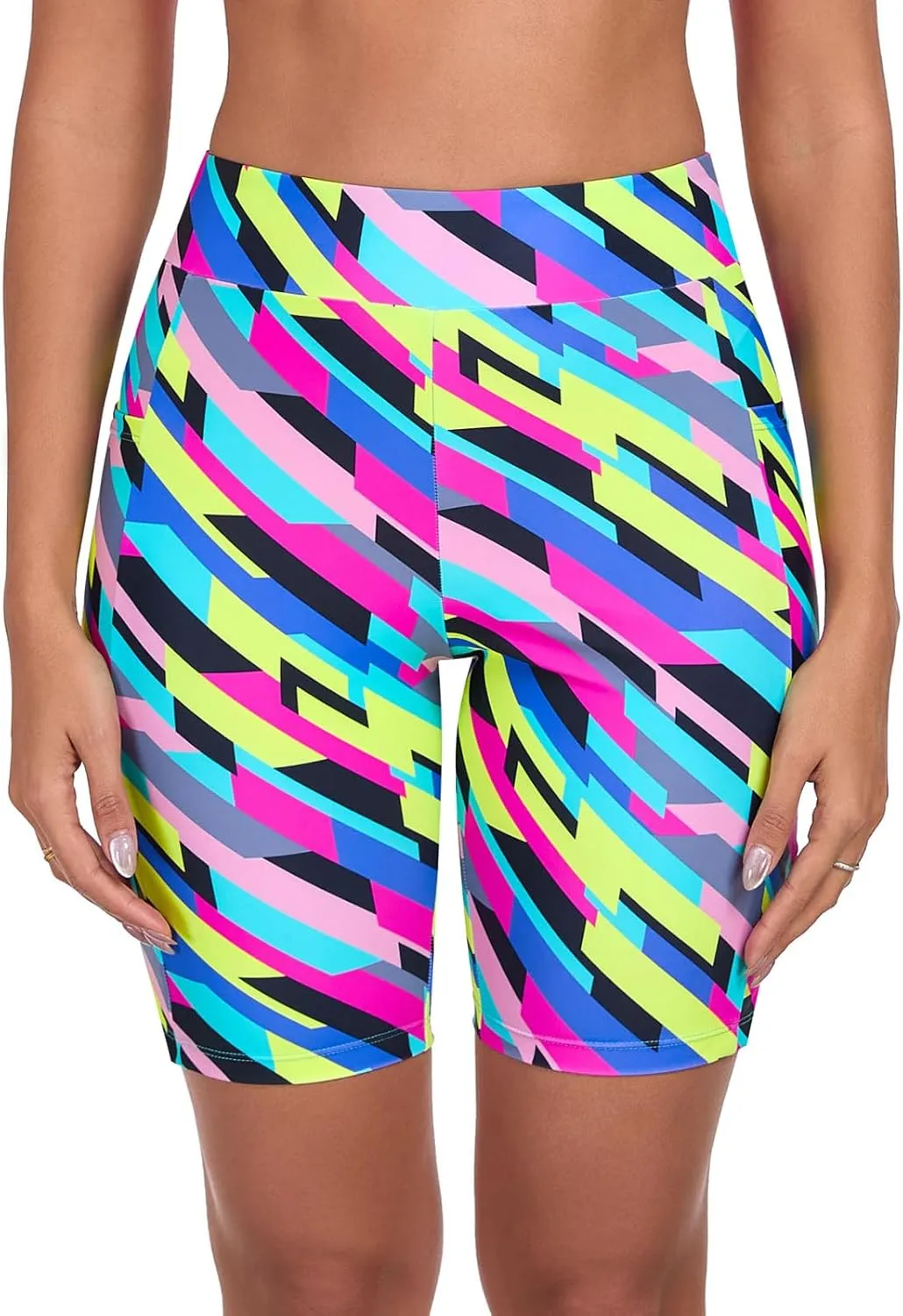 Ocean Blues Women's 8" High Waisted Swim Shorts with Pockets Tummy Control Board Shorts UPF 50  Beach Shorts